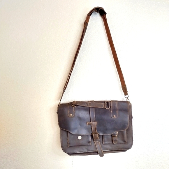 Mex Mates oiled Mexican leather men's messenger briefcase - Picture 1 of 11